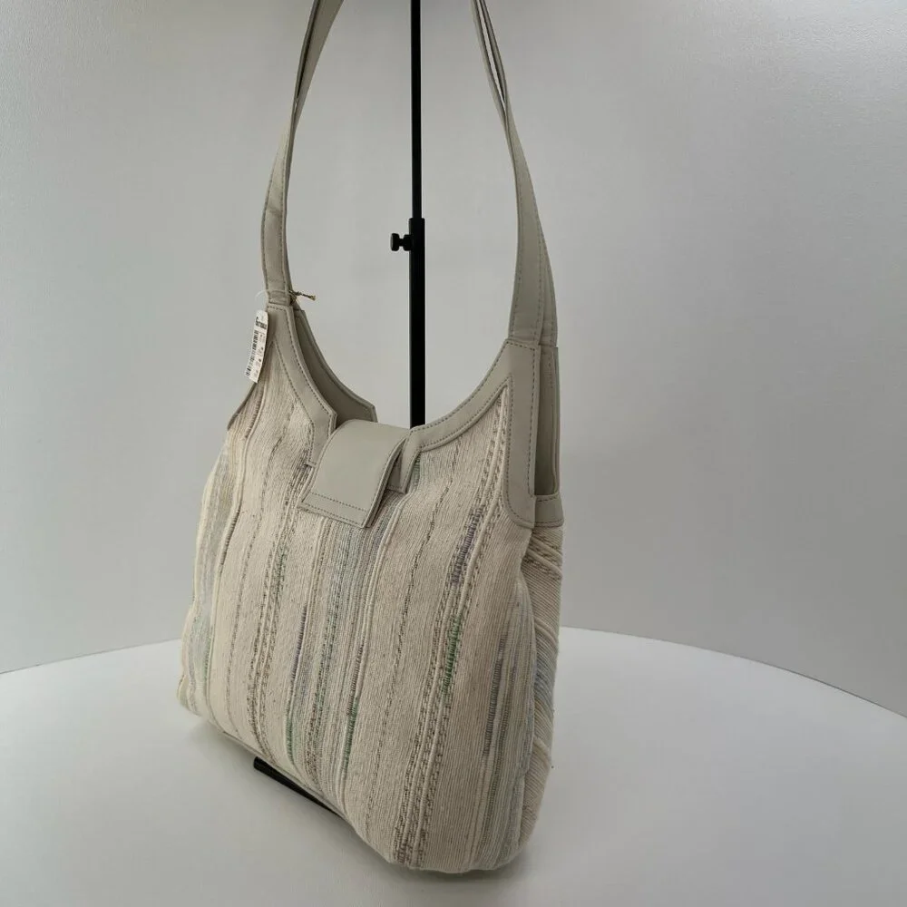 Vintage Valerie Barad Shoulder Bag Woven Fabric Beige New with Tags